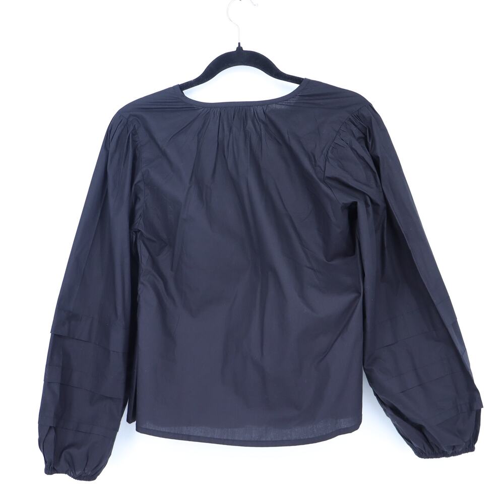 Mille Stevie Top Black Cotton Poplin Balloon Sleeve Blouse Women's S - Picture 4 of 10